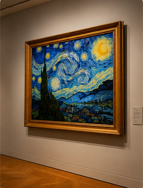 Framed painting displayed in a gallery